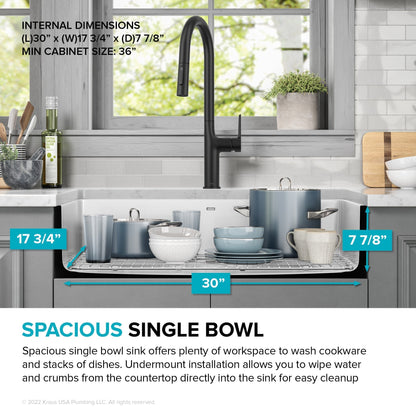 KRAUS Pintura 32" Undermount Porcelain Enameled Steel Kitchen Sink in White - KE1US32GWH