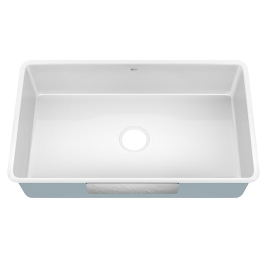 KRAUS Pintura 32" Undermount Porcelain Enameled Steel Kitchen Sink in White - KE1US32GWH