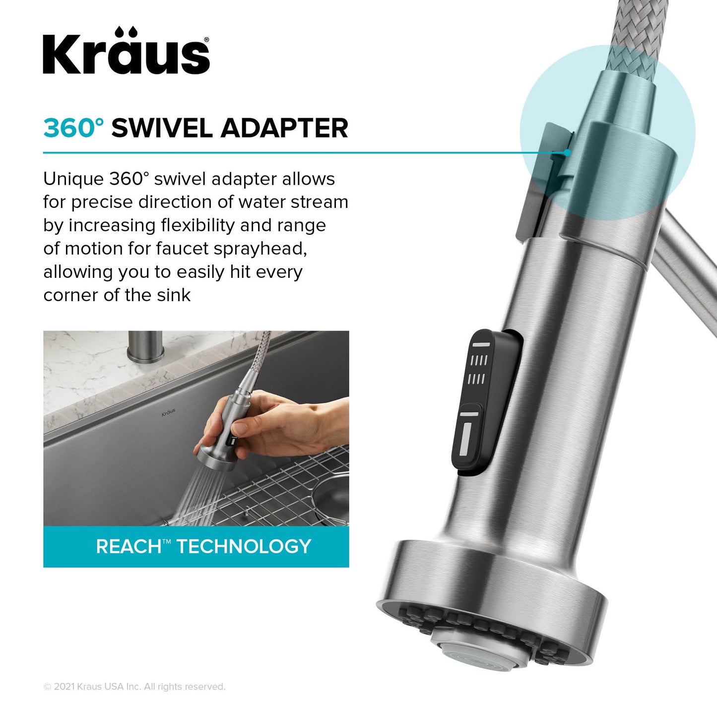 KRAUS Single Handle Kitchen Faucet with Integrated Dispenser for Water Filtration in Brushed Brass - KFF-1610BB