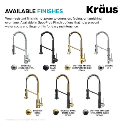 KRAUS Single Handle Kitchen Faucet with Integrated Dispenser for Water Filtration in Brushed Brass - KFF-1610BB