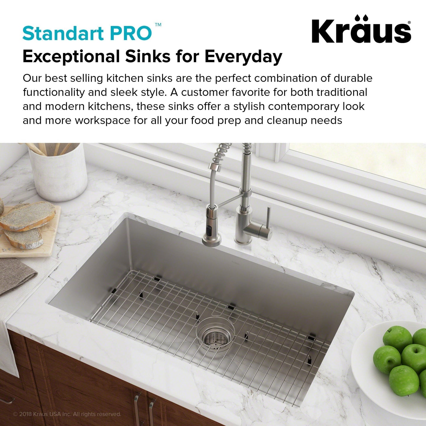 KRAUS 28" Undermount 16 Gauge Single Bowl Stainless Steel Small Radius Kitchen Sink - KHU100-28