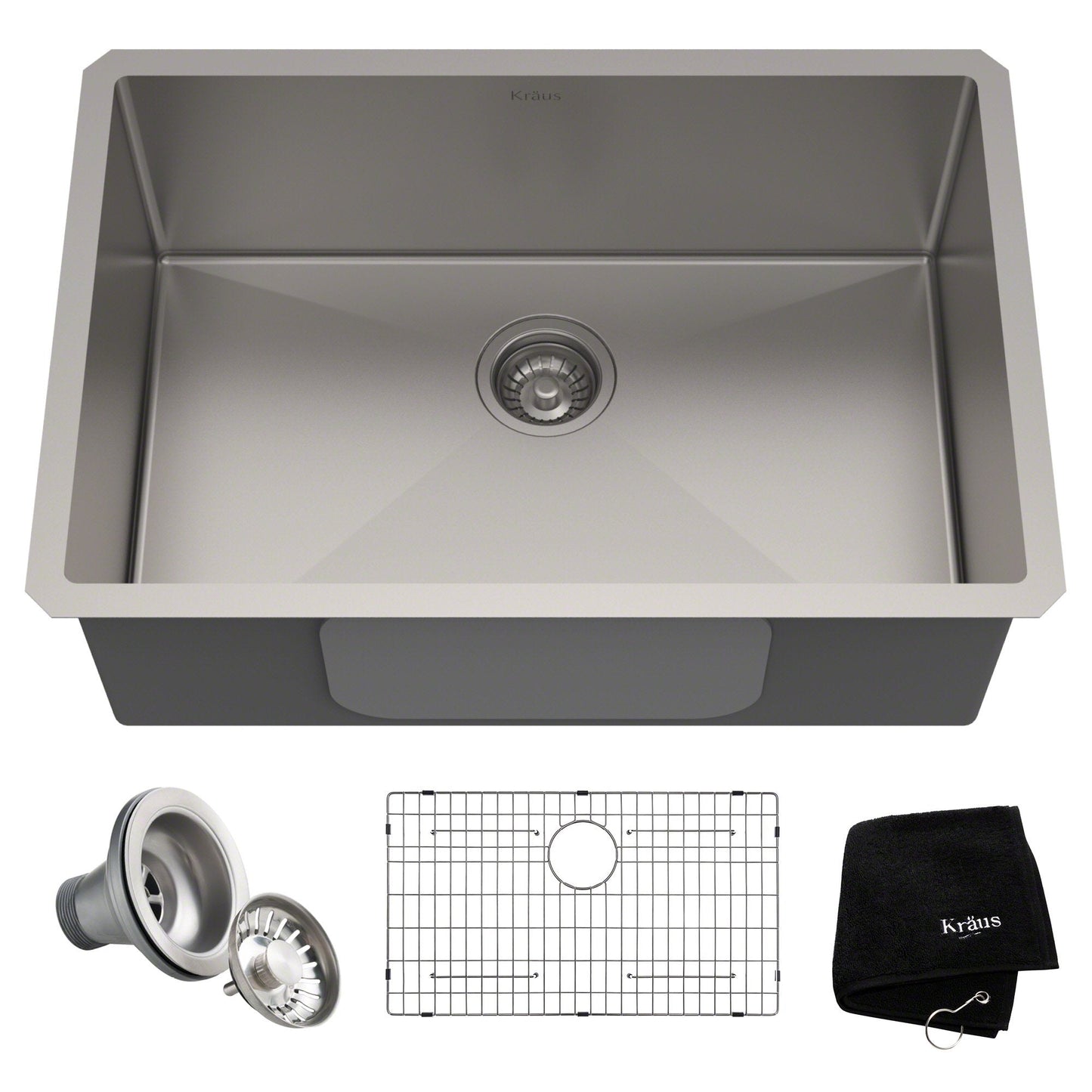 KRAUS 28" Undermount 16 Gauge Single Bowl Stainless Steel Small Radius Kitchen Sink - KHU100-28