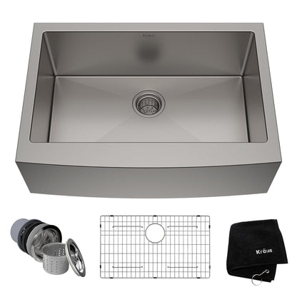 KRAUS Standart PRO 30" 16 Gauge Single Bowl Stainless Steel Farmhouse Kitchen Sink - KHF200-30