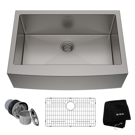 KRAUS Standart PRO 30" 16 Gauge Single Bowl Stainless Steel Farmhouse Kitchen Sink - KHF200-30