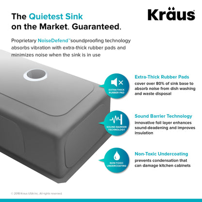 KRAUS Standart PRO 32" 16 Gauge Undermount 60/40 Low Divider Double Bowl Stainless Steel Kitchen Sink - KHU103-32