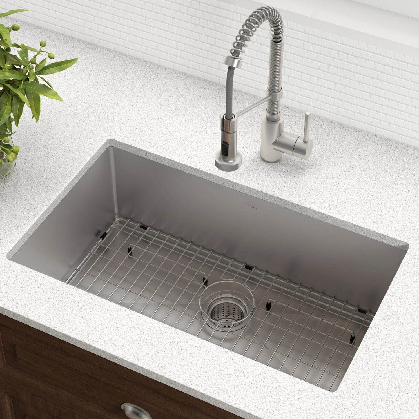KRAUS 32" Undermount 16 Gauge Single Bowl Stainless Steel Small Radius Kitchen Sink - KHU100-32