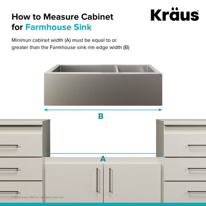 KRAUS Standart PRO 33" 16 Gauge 60/40 Double Bowl Stainless Steel Farmhouse Kitchen Sink - KHF203-33