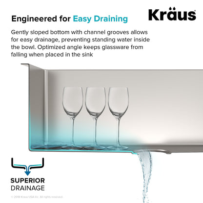 KRAUS Standart PRO 33" 16 Gauge 40/60 Double Bowl Stainless Steel Farmhouse Kitchen Sink in Stainless Steel - KHF204-33