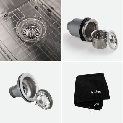 KRAUS Standart PRO 36" 16 Gauge 60/40 Double Bowl Stainless Steel Farmhouse Kitchen Sink - KHF203-36