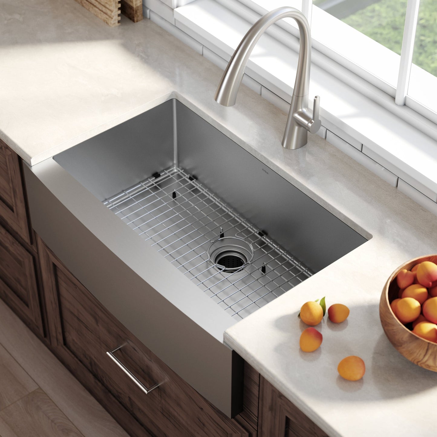 KRAUS Standart PRO 36" 16 Gauge Single Bowl Stainless Steel Farmhouse Kitchen Sink - KHF200-36