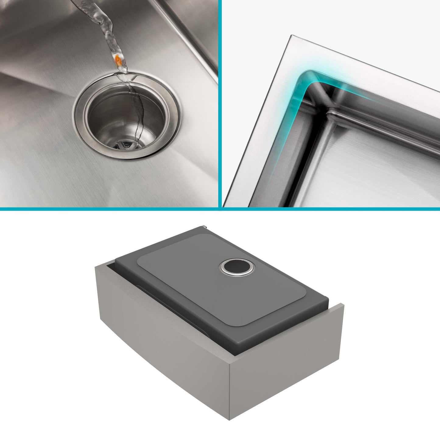 KRAUS Standart PRO 36" 16 Gauge Single Bowl Stainless Steel Farmhouse Kitchen Sink - KHF200-36