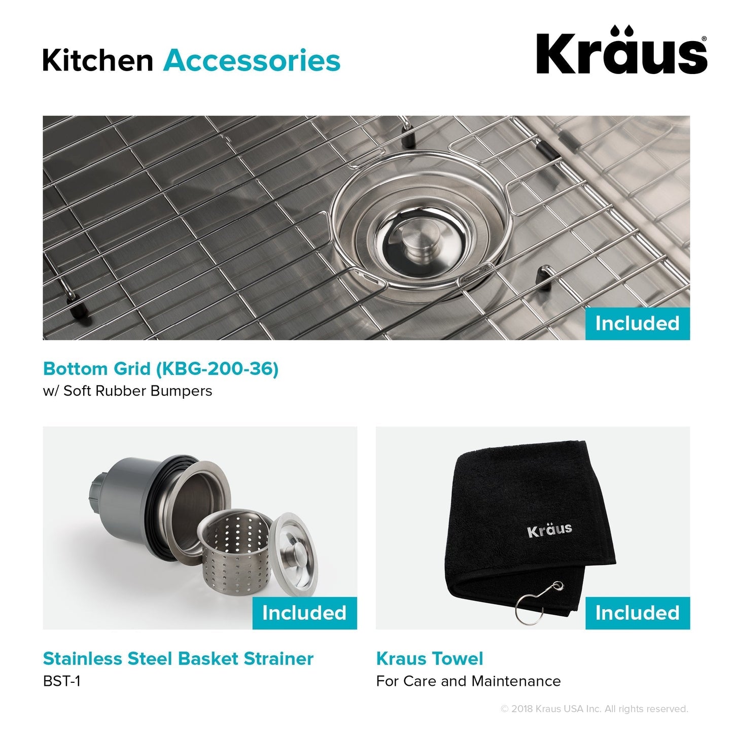 KRAUS Standart PRO 36" 16 Gauge Single Bowl Stainless Steel Farmhouse Kitchen Sink - KHF200-36