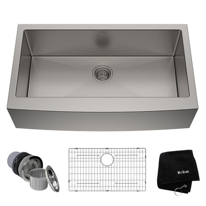 KRAUS Standart PRO 36" 16 Gauge Single Bowl Stainless Steel Farmhouse Kitchen Sink - KHF200-36