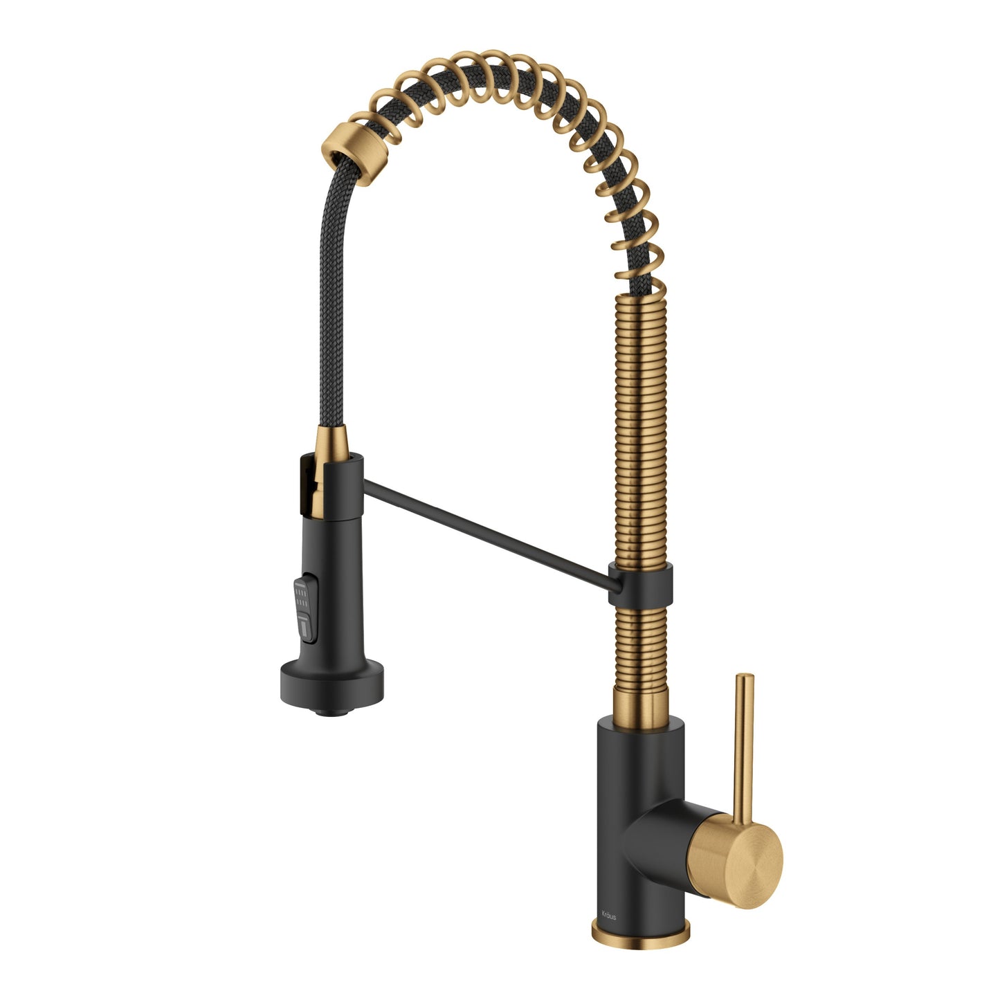 KRAUS Touchless Pull-Down Single Handle 18-Inch Kitchen Faucet in Brushed Brass & Matte Black - KSF-1610BBMB