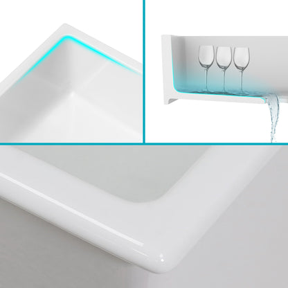 KRAUS Turino 24" Drop-In or Undermount Fireclay Kitchen Sink with Thick Mounting Deck in Gloss White - KFD1-24GWH