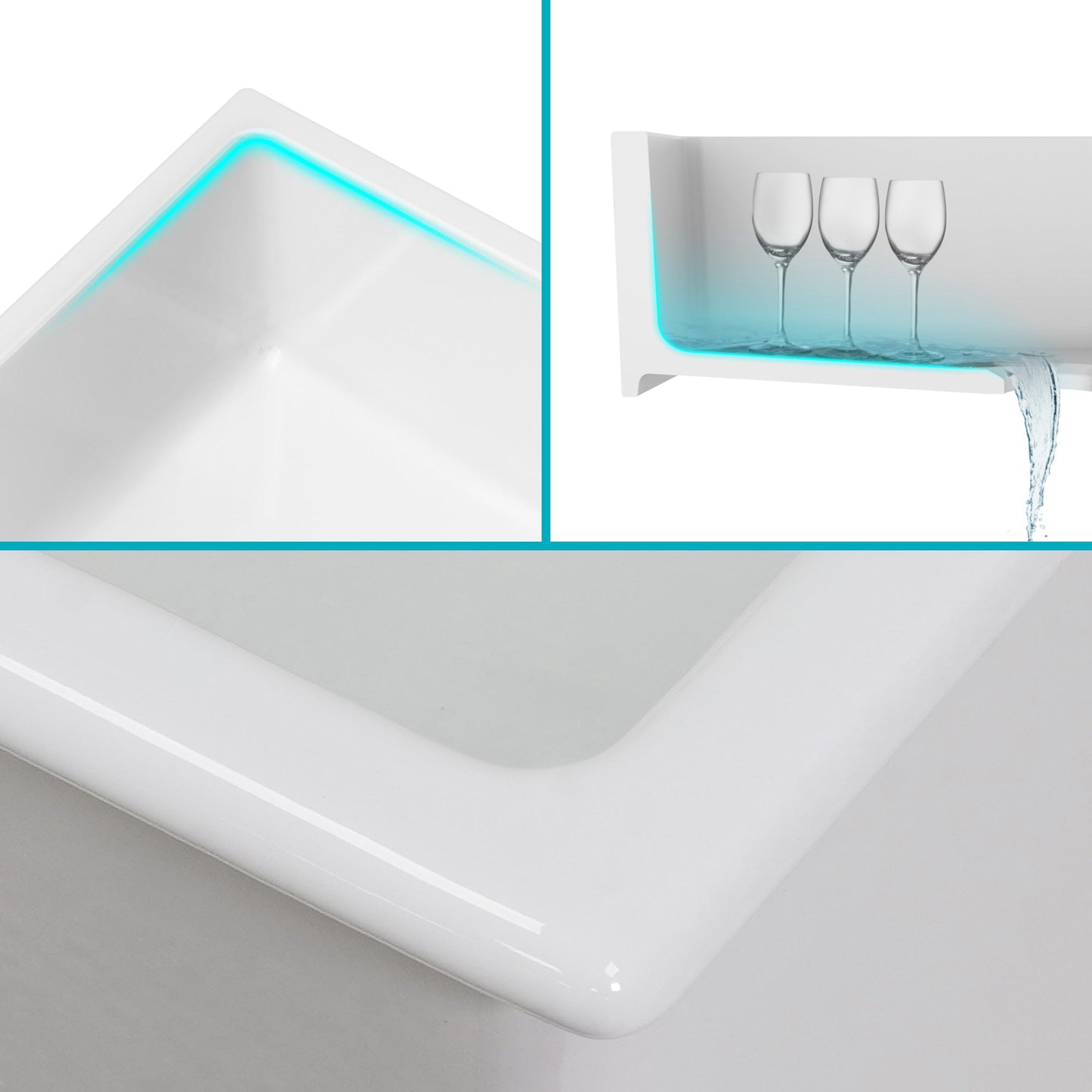 KRAUS Turino 30" Drop-In or Undermount Fireclay Kitchen Sink with Thick Mounting Deck in Gloss White - KFD1-30GWH