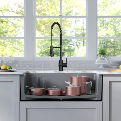 KRAUS Turino 33" Reversible Apron Front Fireclay Kitchen Sink in Matte Grey - KFR1-33MGR