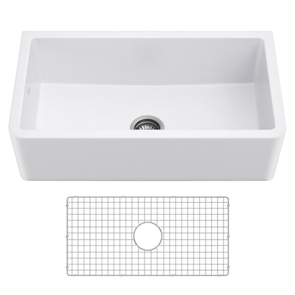 KRAUS Turino 33" Reversible Apron Front Fireclay Kitchen Sink in Matte White - KFR1-33MWH