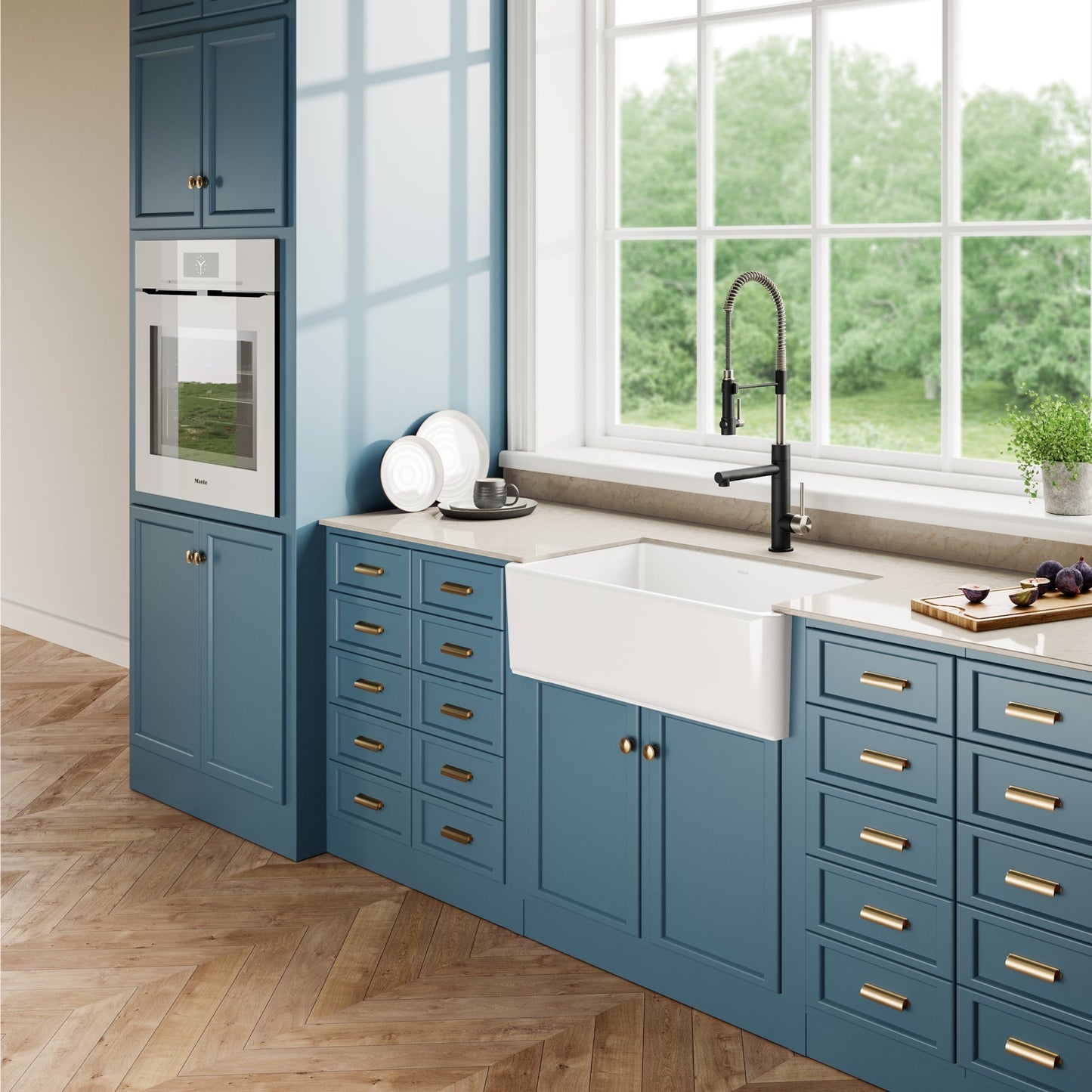 KRAUS Turino Reversible 33" Fireclay Farmhouse Flat Apron Front Single Bowl Kitchen Sink with Bottom Grid in Gloss White - KFR1-33GWH