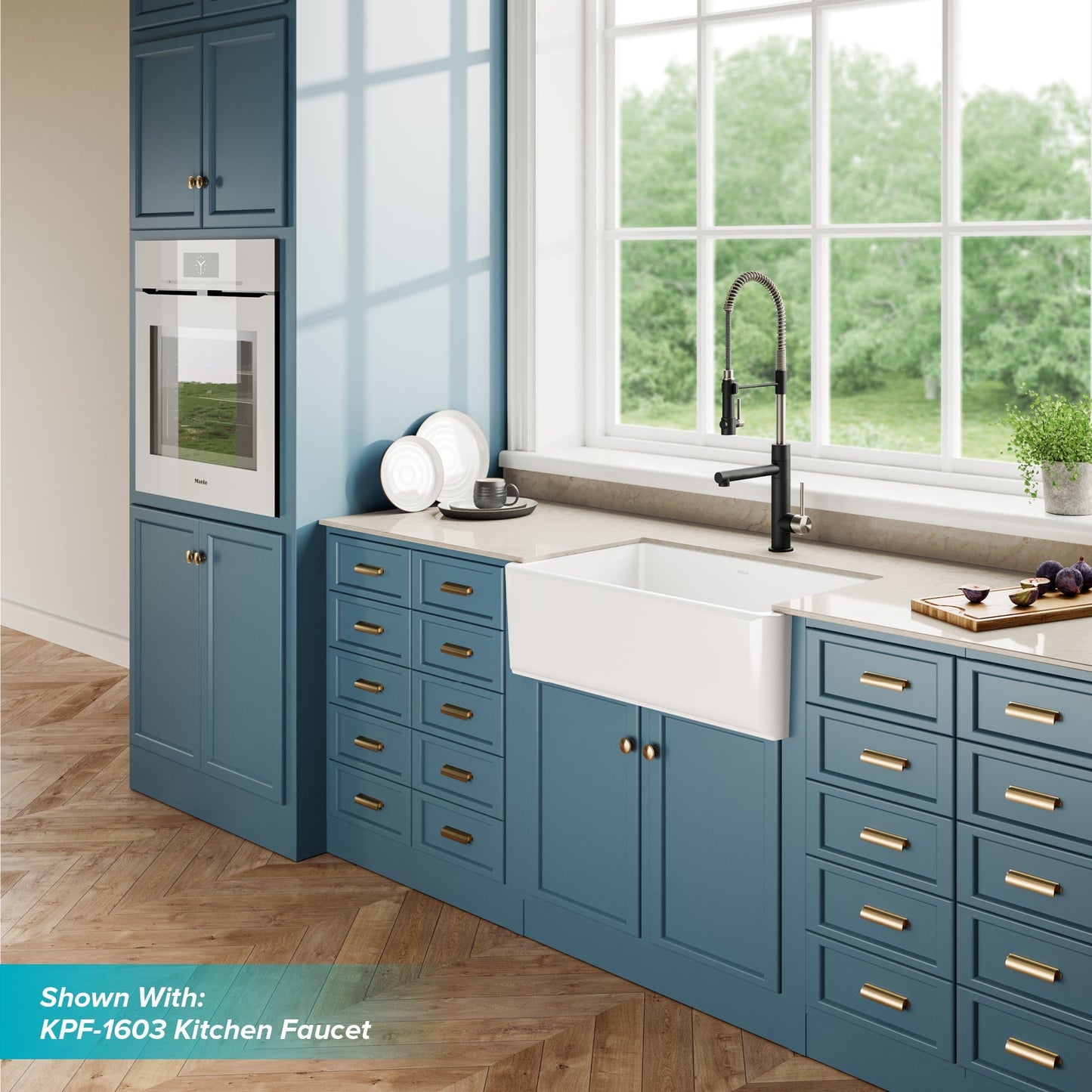 KRAUS Turino Reversible 33" Fireclay Farmhouse Flat Apron Front Single Bowl Kitchen Sink with Bottom Grid in Gloss White - KFR1-33GWH