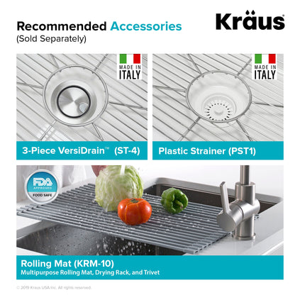 KRAUS Turino Reversible 33" Fireclay Farmhouse Flat Apron Front Single Bowl Kitchen Sink with Bottom Grid in Gloss White - KFR1-33GWH