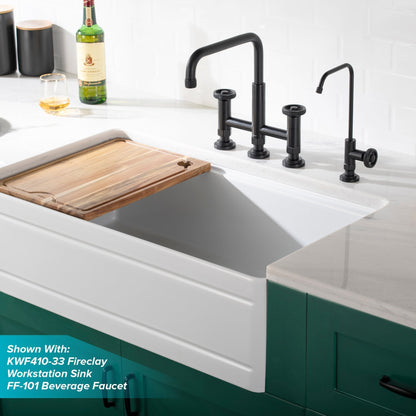 KRAUS Urbix Bridge Kitchen Faucet with Side Sprayer in Matte Black - KPF-3125MB