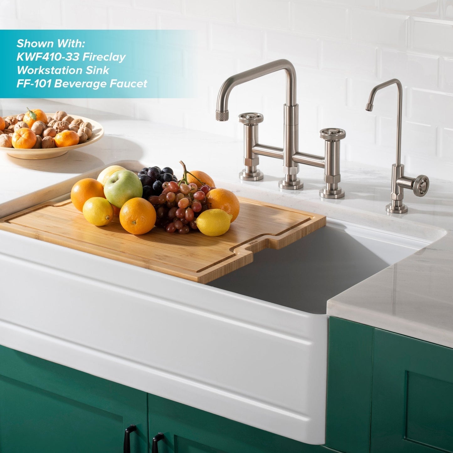 KRAUS Urbix Bridge Kitchen Faucet with Side Sprayer in Spot Free Stainless Steel - KPF-3125SFS