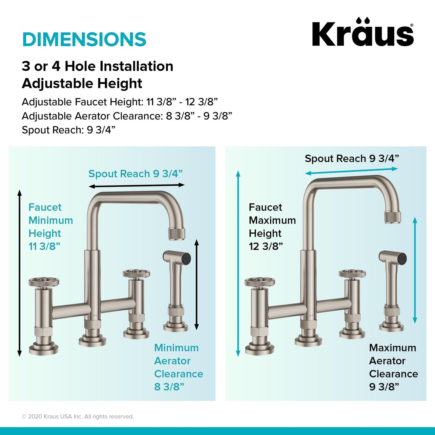 KRAUS Urbix Bridge Kitchen Faucet with Side Sprayer in Spot Free Stainless Steel - KPF-3125SFS