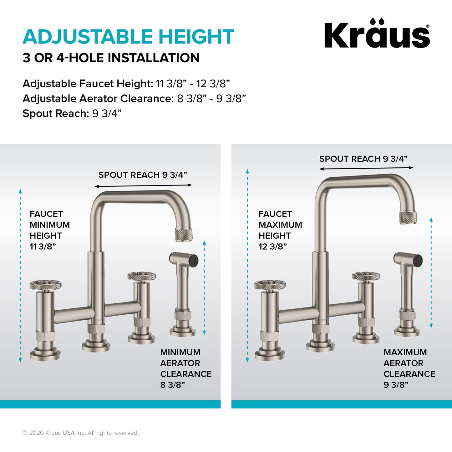 KRAUS Urbix Industrial Bridge Kitchen Faucet & Water Filter Faucet in Brushed Gold - KPF-3125-FF-101BG