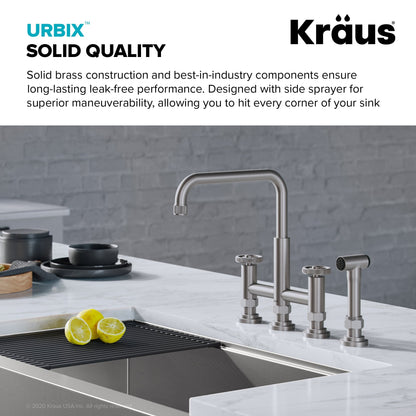 KRAUS Urbix Industrial Bridge Kitchen Faucet & Water Filter Faucet in Spot Free Stainless Steel - KPF-3125-FF-101SFS - 499.95