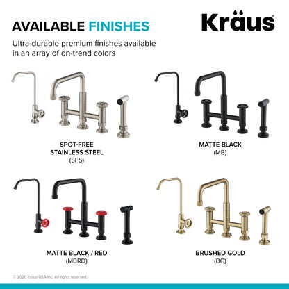KRAUS Urbix Industrial Bridge Kitchen Faucet & Water Filter Faucet in Spot Free Stainless Steel - KPF-3125-FF-101SFS - 499.95