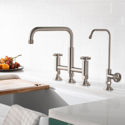 KRAUS Urbix Industrial Bridge Kitchen Faucet & Water Filter Faucet in Spot Free Stainless Steel - KPF-3125-FF-101SFS - 499.95