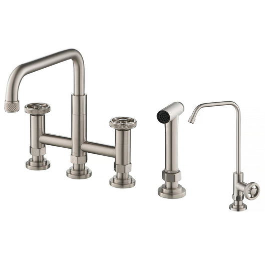 KRAUS Urbix Industrial Bridge Kitchen Faucet & Water Filter Faucet in Spot Free Stainless Steel - KPF-3125-FF-101SFS - 499.95