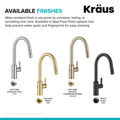 KRAUS Oletto Touchless Pull-Down Kitchen Faucet in Spot-Free Antique Champagne Bronze - KSF-2830SFACB
