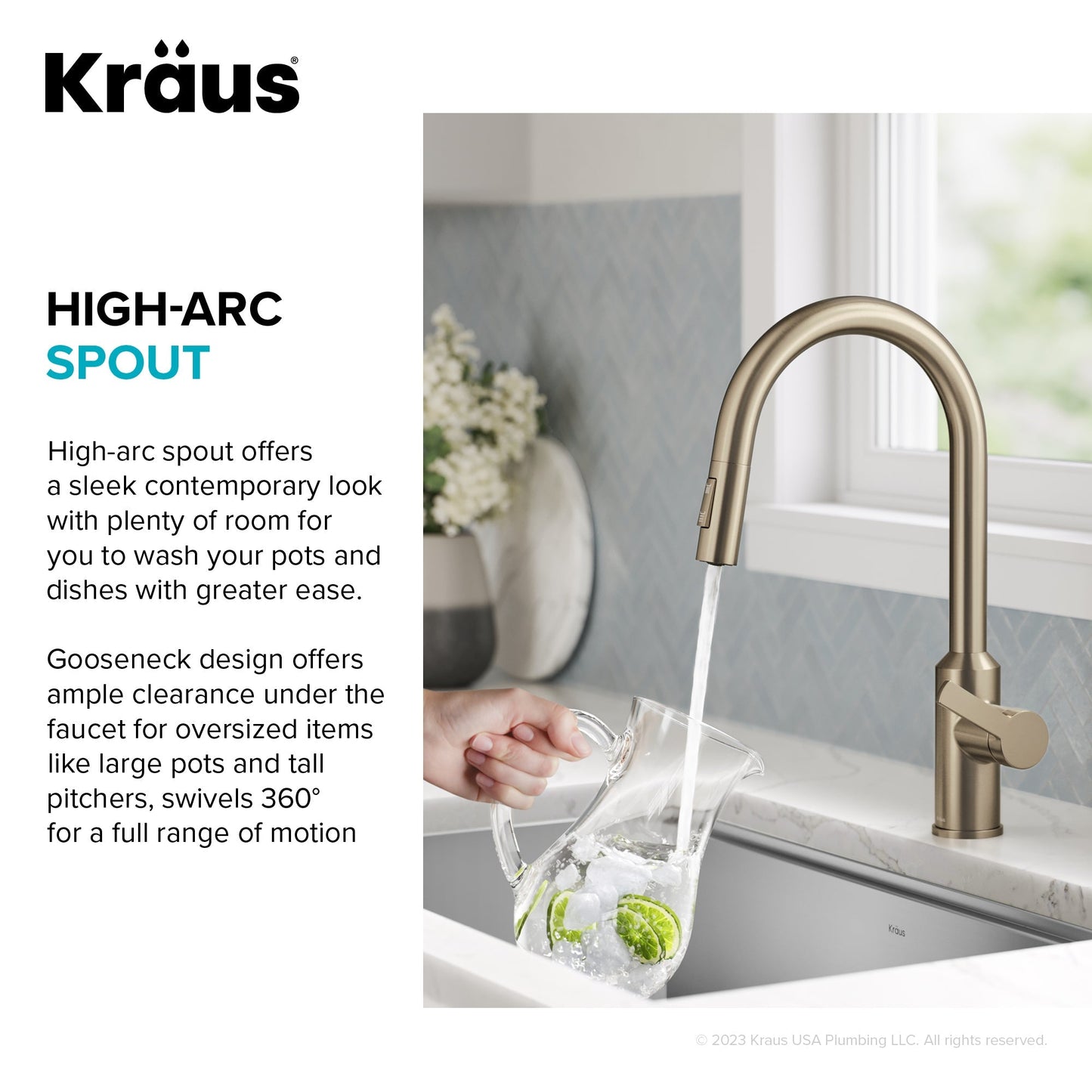 KRAUS Oletto Touchless Pull-Down Kitchen Faucet in Spot-Free Antique Champagne Bronze - KSF-2830SFACB
