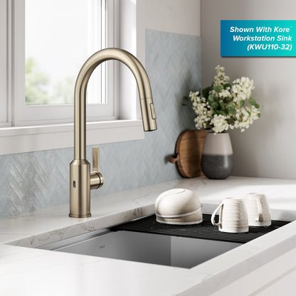 KRAUS Oletto Touchless Pull-Down Kitchen Faucet in Spot-Free Antique Champagne Bronze - KSF-2830SFACB