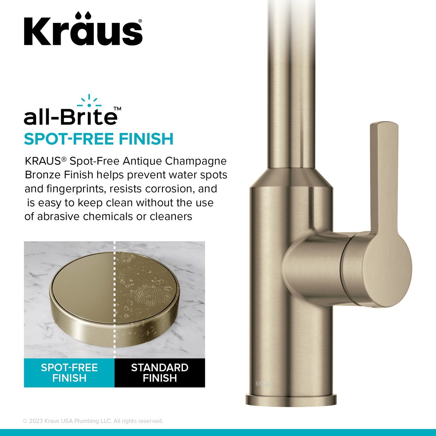 KRAUS Oletto Touchless Pull-Down Kitchen Faucet in Spot-Free Antique Champagne Bronze - KSF-2830SFACB