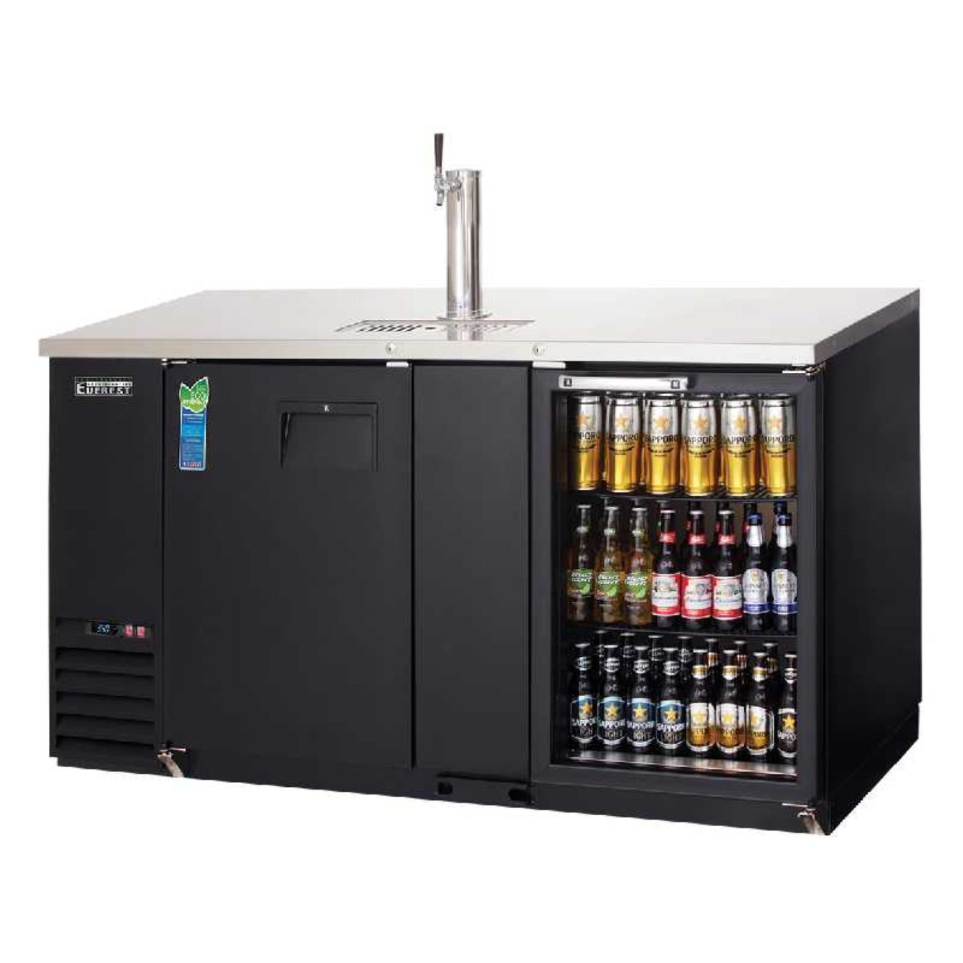 Everest Commercial 68" Back Bar & Direct Draw Keg Refrigerator Cooler Beer Dispenser - EBD3-BBG-24