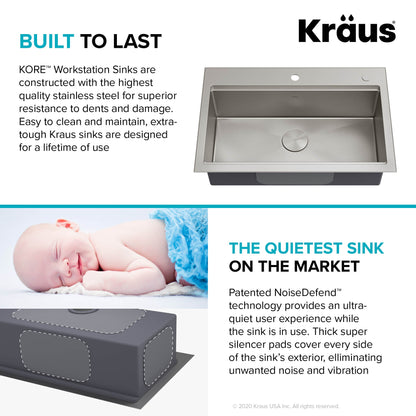 Kraus 32" Drop in Workstation Kitchen Sink -KWT300-32