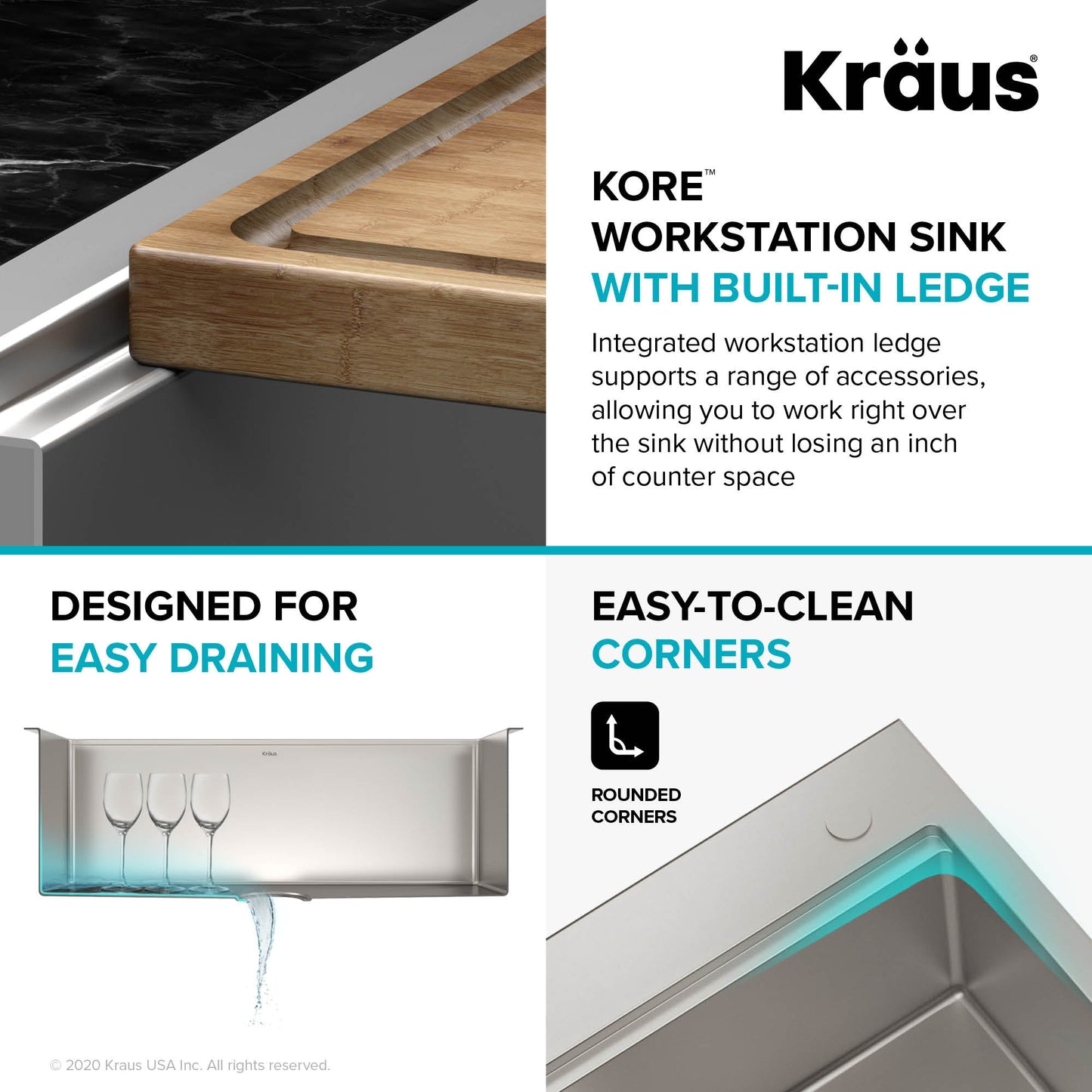 Kraus 32" Drop in Workstation Kitchen Sink -KWT300-32