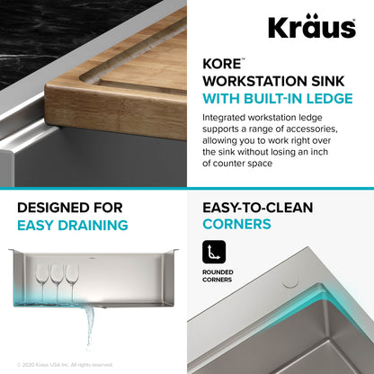 Kraus 32" Drop in Workstation Kitchen Sink -KWT300-32