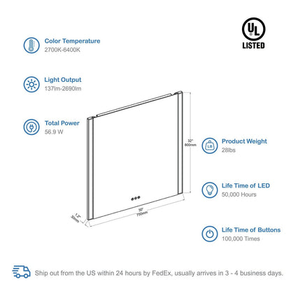 Blossom Binary 30″ LED Mirror - LED M5 3032 CH - Backyard Provider