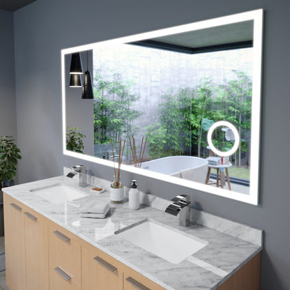 Arpella - Moderna 70x36 inch LED Mirror with built in 3x Magnifying Mirror, Memory Dimmer and Defogger - LEDBM7036