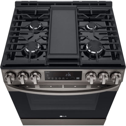 LG 30 in. 5.8 Cu Ft. Smart Wi-Fi Enabled Fan Convection Gas Slide-in Range with Air Fry & EasyClean (LSGL5833D)