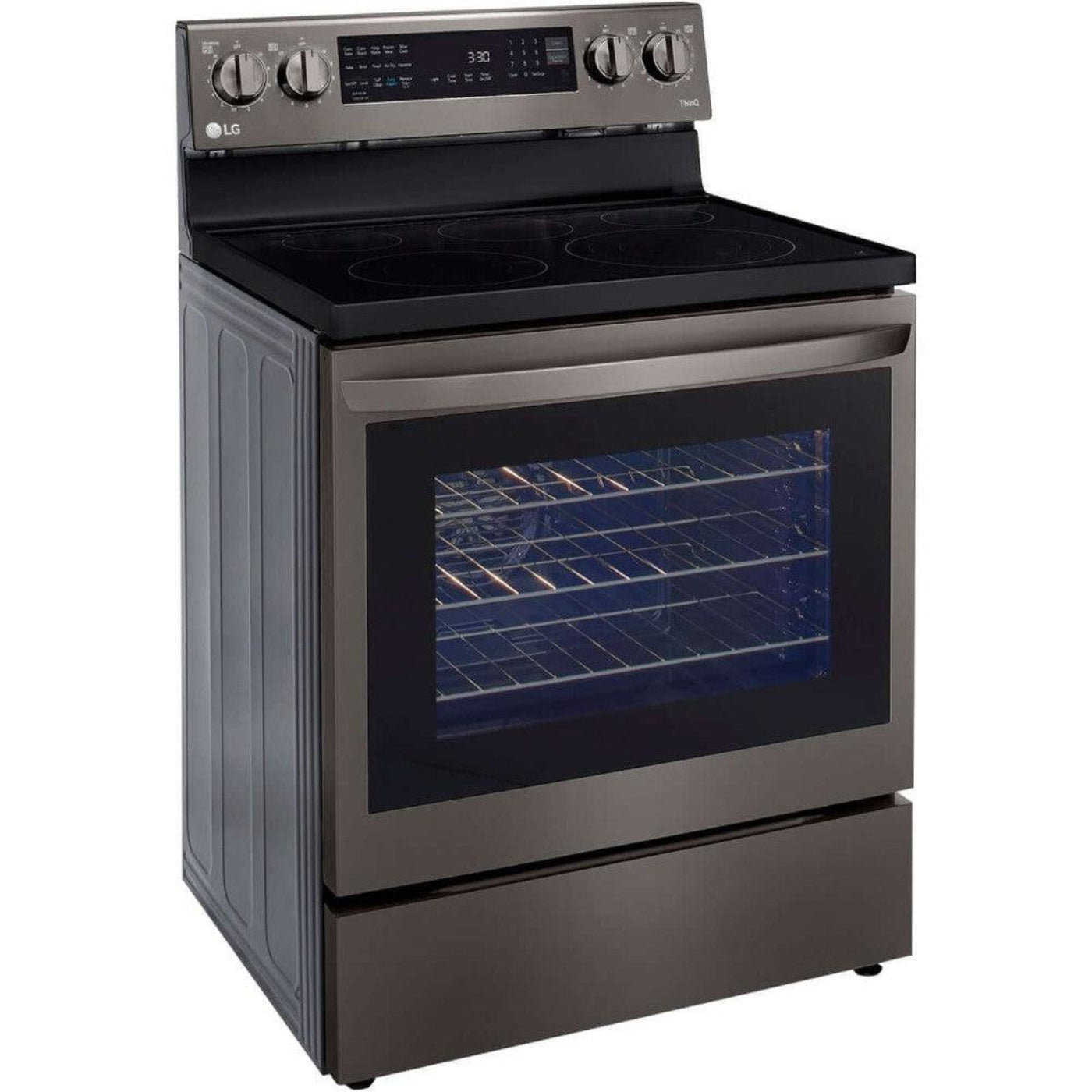 LG 30 in. 6.3-Cu. Ft. Electric Smart Range with InstaView and AirFry, Black Stainless Steel (LREL6325D)