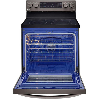 LG 30 in. 6.3-Cu. Ft. Electric Smart Range with InstaView and AirFry, Black Stainless Steel (LREL6325D)