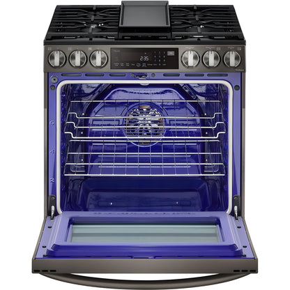 LG 30 in. 6.3-Cu. Ft. Smart Wi-Fi Enabled ProBake Convection InstaView Gas Slide-in Range with Air Fry, Black Stainless Steel (LSGL6335D)