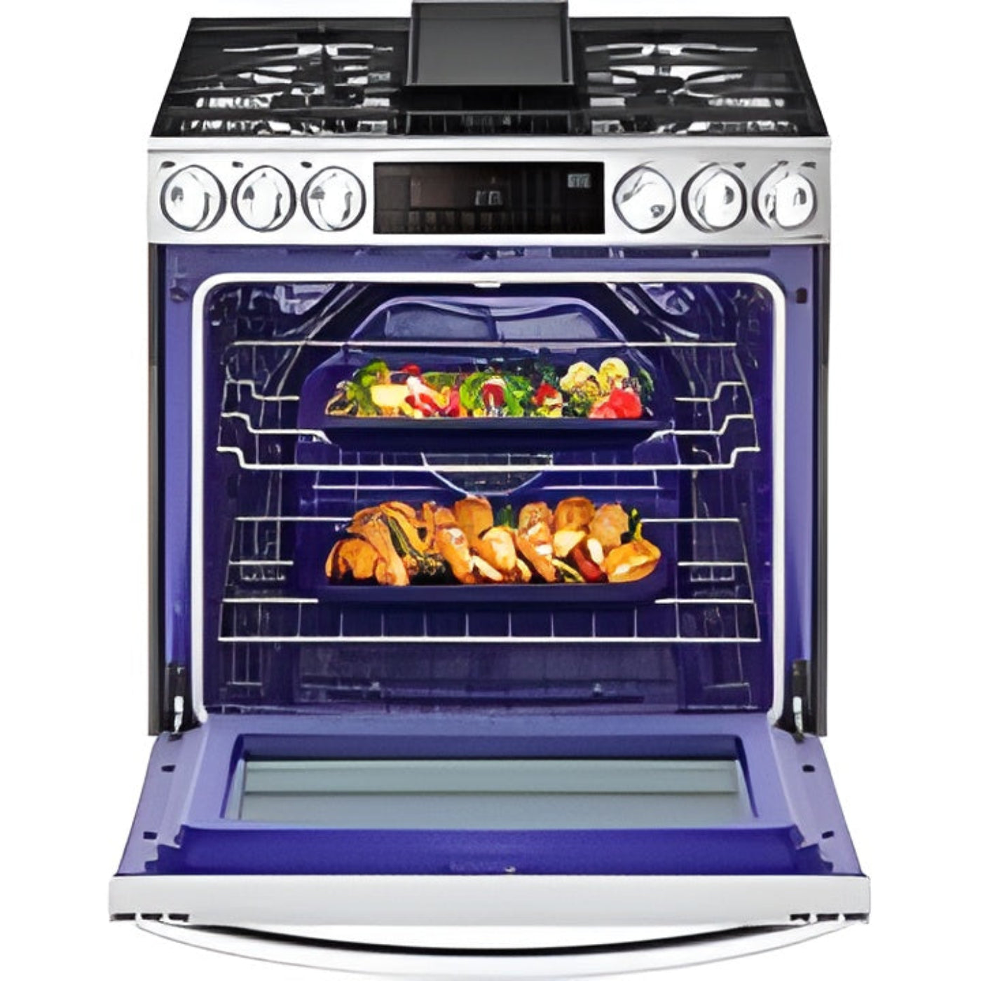 LG 30 in. 6.3-Cu. Ft. Smart Wi-Fi Enabled ProBake Convection InstaView Gas Slide-in Range with Air Fry, Stainless Steel (LSGL6335F)