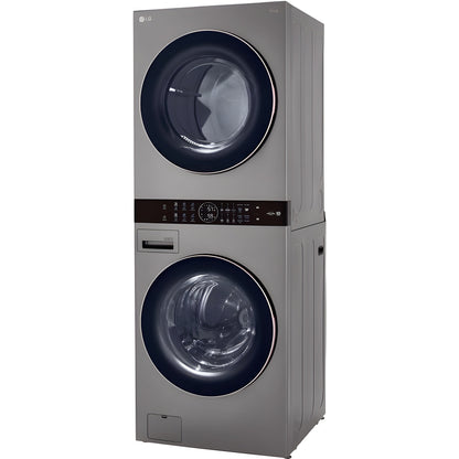 LG WashTower Single Front Load Unit with Center Control, 4.5-Cu. Ft. Washer and 7.4-Cu. Ft. Electric Dryer in Graphite (WKE100HVA)