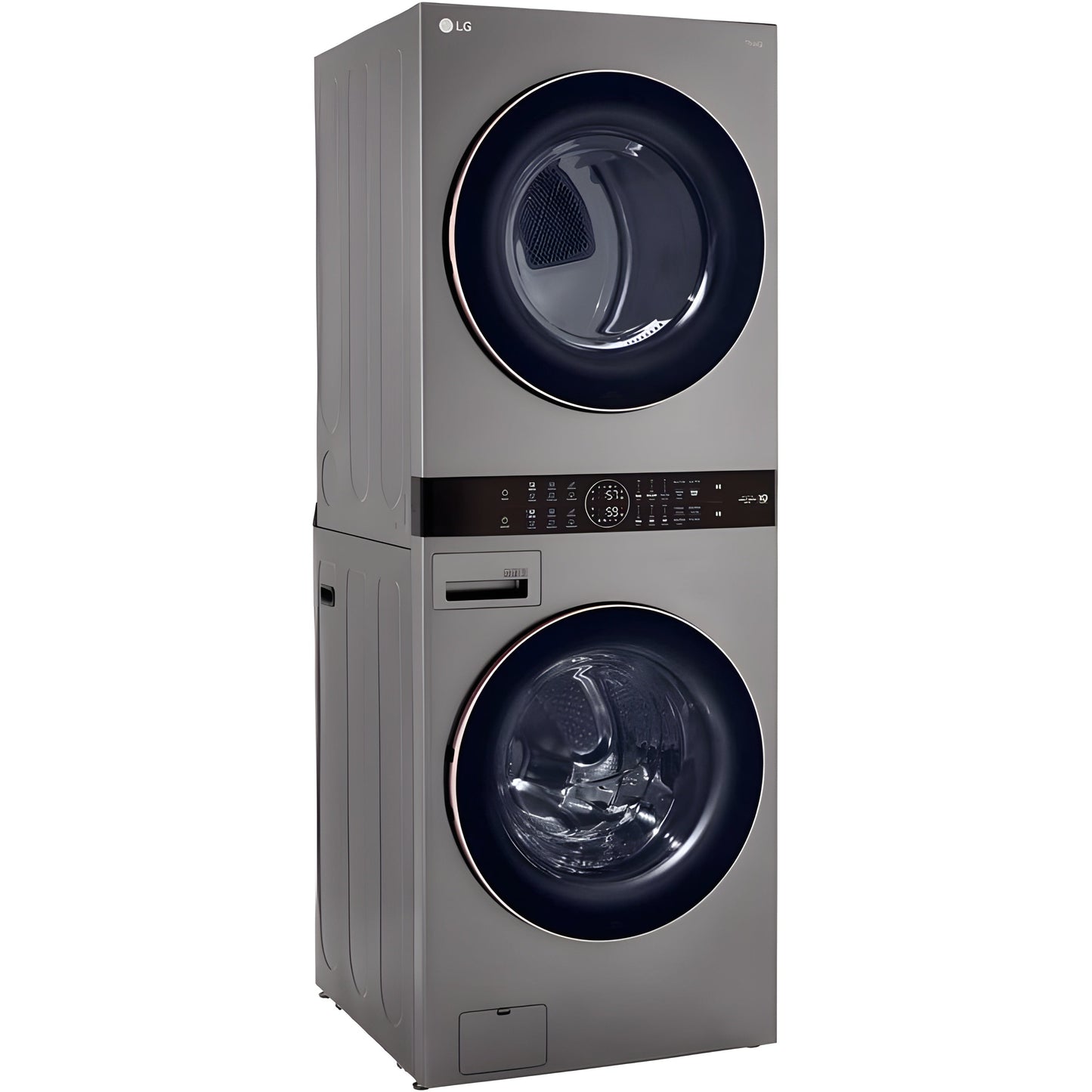 LG WashTower Single Front Load Unit with Center Control, 4.5-Cu. Ft. Washer and 7.4-Cu. Ft. Electric Dryer in Graphite (WKE100HVA)